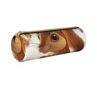 LRHCNZDCP Cartoon Squirrel Art Printed Leather Pencil Case Round Zipper Cute Pencil Pouch Pencil Box for School & Office