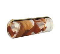 LRHCNZDCP Cartoon Squirrel Print Printed Leather Pencil Case Round Zipper Cute Pencil Pouch Pencil Box for School & Office