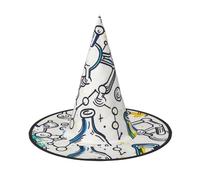 LRHCNZDCP Chemistry Print Printed Halloween Witch Hat for Women Men Festive Parties Cosplay Halloween Accessories, 3 PCS