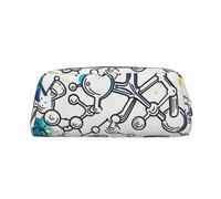 LRHCNZDCP Chemistry Print Printed Pencil Case Leather Pen Pencil Pouch Makeup Bag with Gold Zipper for Teen Girls Boys Men Women
