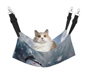 LRHCNZDCP Christmas Happy Snowman Print Cat Hammock Bed, Soft Double-Layered Hanging Pet Bed for Small Pet, M