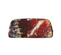 LRHCNZDCP Christmas Magic Printed Pencil Case Leather Pen Pencil Pouch Makeup Bag with Gold Zipper for Teen Girls Boys Men Women