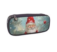 LRHCNZDCP Christmas Traditional Gnome Printed Pencil Case Holder Large Capacity Leather Pen Pencil Pouch Box Organizer for School Office College Adult Boys Girls