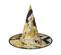 LRHCNZDCP Cinema Movie Clapboard And Popcorn Printed Halloween Witch Hat for Women Men Festive Parties Cosplay Halloween Accessories, 2 PCS