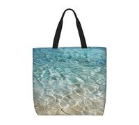 LRHCNZDCP Clear Sea Water Print Reusable Shopper Tote for Women Waterproof Shoulder Bag Lightweight Grocery Bag for Shopping, Travel & Daily Use Gift