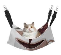 LRHCNZDCP Coffee Cup and Coffee Beans Print Cat Hammock Bed, Soft Double-Layered Hanging Pet Bed for Small Pet, L