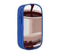 LRHCNZDCP Coffee Cup and Coffee Beans Printed Pencil Case Pouch Blue, Cute Pencil Pen Case Pencil Box Pen Bag for School Office