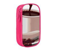 LRHCNZDCP Coffee Cup and Coffee Beans Printed Pencil Case Pouch Pink, Cute Pencil Pen Case Pencil Box Pen Bag for School Office