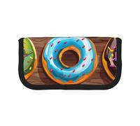 LRHCNZDCP Colorful Cartoon Donuts Printed Pen Pencil Case Canvas Makeup Bag Gadget Pen Bag Pencil Box with Zipper