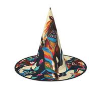 LRHCNZDCP colorful cartoon Horse Printed Halloween Witch Hat for Women Men Festive Parties Cosplay Halloween Accessories, 2 PCS