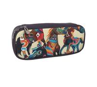 LRHCNZDCP Colorful Cartoon Horse Printed Pencil Case Holder Large Capacity Leather Pen Pencil Pouch Box Organizer for School Office College Adult Boys Girls