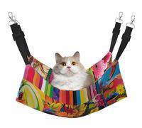 LRHCNZDCP Colorful Collage Print Cat Hammock Bed, Soft Double-Layered Hanging Pet Bed for Small Pet, M