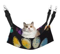 LRHCNZDCP Colorful Dog Paw Print Black Print Cat Hammock Bed, Soft Double-Layered Hanging Pet Bed for Small Pet, L