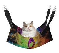 LRHCNZDCP Colorful Music Notes Print Cat Hammock Bed, Soft Double-Layered Hanging Pet Bed for Small Pet, L
