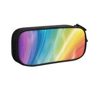 LRHCNZDCP Colorful Stripes Rainbow Printed Pencil Case Pouch Cute Pencil Pen Case Pencil Box Pen Bag for School Office, Black