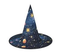 LRHCNZDCP Constellation Star Clusters Galaxies Printed Halloween Witch Hat for Women Men Festive Parties Cosplay Halloween Accessories, 3 PCS