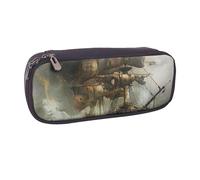 LRHCNZDCP Cool Pirate Ship Printed Pencil Case Holder Large Capacity Leather Pen Pencil Pouch Box Organizer for School Office College Adult Boys Girls