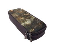 LRHCNZDCP Cool Pirate Ship Printed Pencil Case Holder Leather Cute Pen Pencil Pouch School Office College Pencil Box Organizer for Adult Boys Girls
