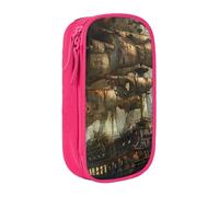LRHCNZDCP Cool Pirate Ship Printed Pencil Case Pouch Pink, Cute Pencil Pen Case Pencil Box Pen Bag for School Office