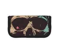 LRHCNZDCP Cool Retro Skull Graphics Printed Pen Pencil Case Canvas Makeup Bag Gadget Pen Bag Pencil Box with Zipper