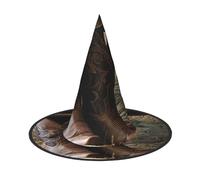 LRHCNZDCP Cowboy Black Hat Western Boots Printed Halloween Witch Hat for Women Men Festive Parties Cosplay Halloween Accessories, 1 PC