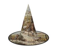 LRHCNZDCP Cowboys Riding Horses Printed Halloween Witch Hat for Women Men Festive Parties Cosplay Halloween Accessories, 3 PCS