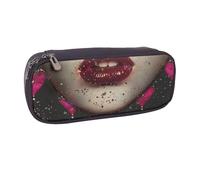 LRHCNZDCP Crown and Lips Printed Pencil Case Holder Large Capacity Leather Pen Pencil Pouch Box Organizer for School Office College Adult Boys Girls