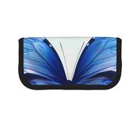 LRHCNZDCP Cute Blue Butterfly Printed Pen Pencil Case Canvas Makeup Bag Gadget Pen Bag Pencil Box with Zipper