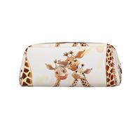 LRHCNZDCP Cute Cartoon Funny Giraffes Printed Pencil Case Leather Pen Pencil Pouch Makeup Bag with Silver Zipper for Teen Girls Boys Men Women