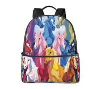 LRHCNZDCP Cute Cartoon Horses Printed School Bag Bookbag Laptop Backpack Stylish Lightweight Backpack Travel Backpack for Kids Boys Girls