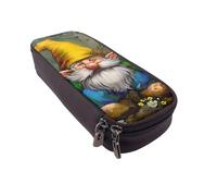 LRHCNZDCP Cute Gnome 1 Printed Pencil Case Holder Leather Cute Pen Pencil Pouch School Office College Pencil Box Organizer for Adult Boys Girls