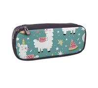 LRHCNZDCP Cute Llama Printed Pencil Case Holder Large Capacity Leather Pen Pencil Pouch Box Organizer for School Office College Adult Boys Girls