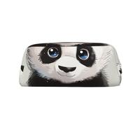 LRHCNZDCP Cute Panda 1 Printed Pencil Case Leather Pen Pencil Pouch Makeup Bag with Gold Zipper for Teen Girls Boys Men Women