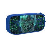LRHCNZDCP Cute Pencil Case Pouch, Artificial Intelligence Brain Printed Pencil Pen Case Pencil Box Makeup Bag for Trave School Office, Blue