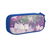 LRHCNZDCP Cute Pencil Case Pouch, Asian Lotus Flower Printed Pencil Pen Case Pencil Box Makeup Bag for Trave School Office, Blue