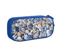 LRHCNZDCP Cute Pencil Case Pouch, Beach Colored Pebbles Printed Pencil Pen Case Pencil Box Makeup Bag for Trave School Office, Blue