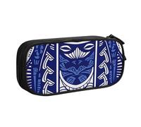 LRHCNZDCP Cute Pencil Case Pouch, Blue Polynesian Maori Tribal Pattern Printed Pencil Pen Case Pencil Box Makeup Bag for Trave School Office, Black