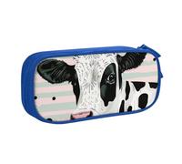 LRHCNZDCP Cute Pencil Case Pouch, Cute Cow Polka Dot Printed Pencil Pen Case Pencil Box Makeup Bag for Trave School Office, Blue
