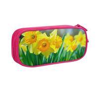 LRHCNZDCP Cute Pencil Case Pouch, Daffodil Flower Printed Pencil Pen Case Pencil Box Makeup Bag for Trave School Office, Pink