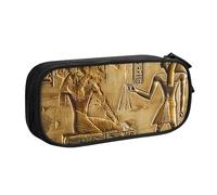 LRHCNZDCP Cute Pencil Case Pouch, Egypt Hieroglyphics Printed Pencil Pen Case Pencil Box Makeup Bag for Trave School Office, Black