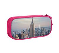 LRHCNZDCP Cute Pencil Case Pouch, Empire State Building Printed Pencil Pen Case Pencil Box Makeup Bag for Trave School Office, Pink