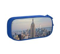 LRHCNZDCP Cute Pencil Case Pouch, Empire State Building Printed Pencil Pen Case Pencil Box Makeup Bag for Trave School Office, Blue