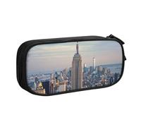 LRHCNZDCP Cute Pencil Case Pouch, Empire State Building Printed Pencil Pen Case Pencil Box Makeup Bag for Trave School Office, Black