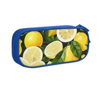 LRHCNZDCP Cute Pencil Case Pouch, Fresh Tropical Lemons Printed Pencil Pen Case Pencil Box Makeup Bag for Trave School Office, Blue