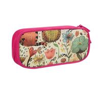 LRHCNZDCP Cute Pencil Case Pouch, Funny Cats Birds and Flowers Printed Pencil Pen Case Pencil Box Makeup Bag for Trave School Office, Pink
