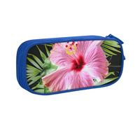 LRHCNZDCP Cute Pencil Case Pouch, Hibiscus Flower Printed Pencil Pen Case Pencil Box Makeup Bag for Trave School Office, Blue