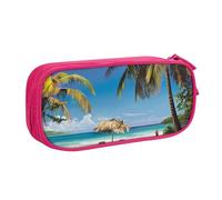 LRHCNZDCP Cute Pencil Case Pouch, Jamaica Beach Printed Pencil Pen Case Pencil Box Makeup Bag for Trave School Office, Pink