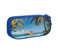 LRHCNZDCP Cute Pencil Case Pouch, Jamaica Beach Printed Pencil Pen Case Pencil Box Makeup Bag for Trave School Office, Blue
