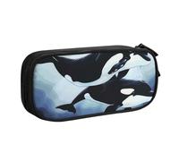 LRHCNZDCP Cute Pencil Case Pouch, Killer Whale Dolphin Printed Pencil Pen Case Pencil Box Makeup Bag for Trave School Office, Black