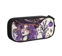 LRHCNZDCP Cute Pencil Case Pouch, Magic Witch Witchcraft Bohemian Drawing Printed Pencil Pen Case Pencil Box Makeup Bag for Trave School Office, Black